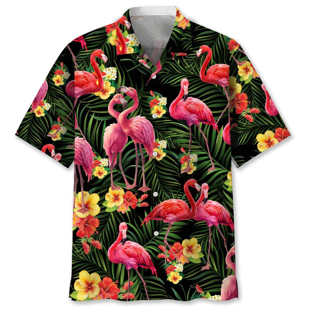 Flamingo Hawaiian Shirt, Pink Stripe Line Flamingo Beach Shirts - Printing  Ooze