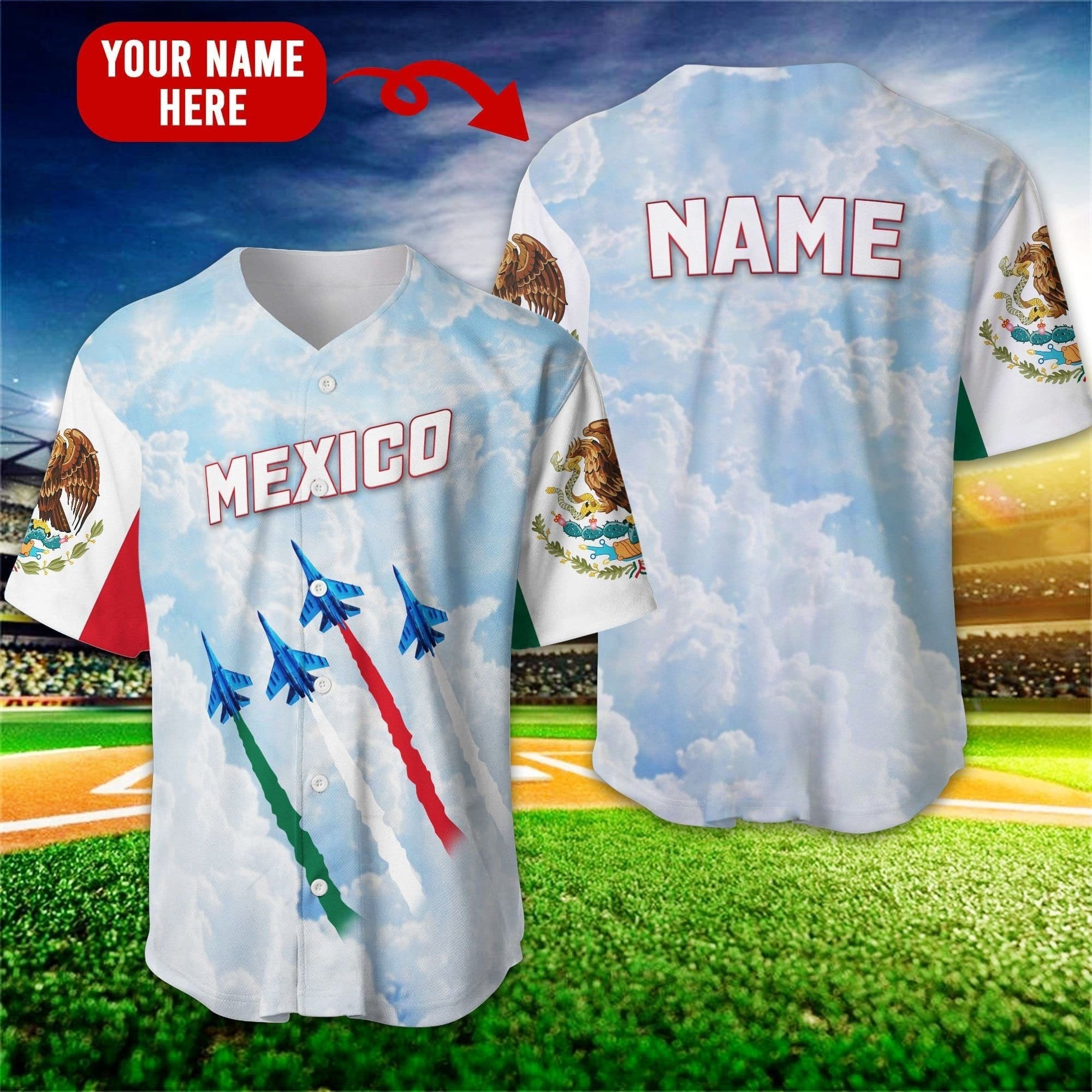 Made In Mexico Personalized Baseball Jersey, Custom Name Mexican Shirt