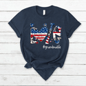 Personalized Love Grandma life 4th July American Flag Leopard T Shirt