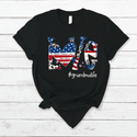 Personalized Love Grandma life 4th July American Flag Leopard T Shirt