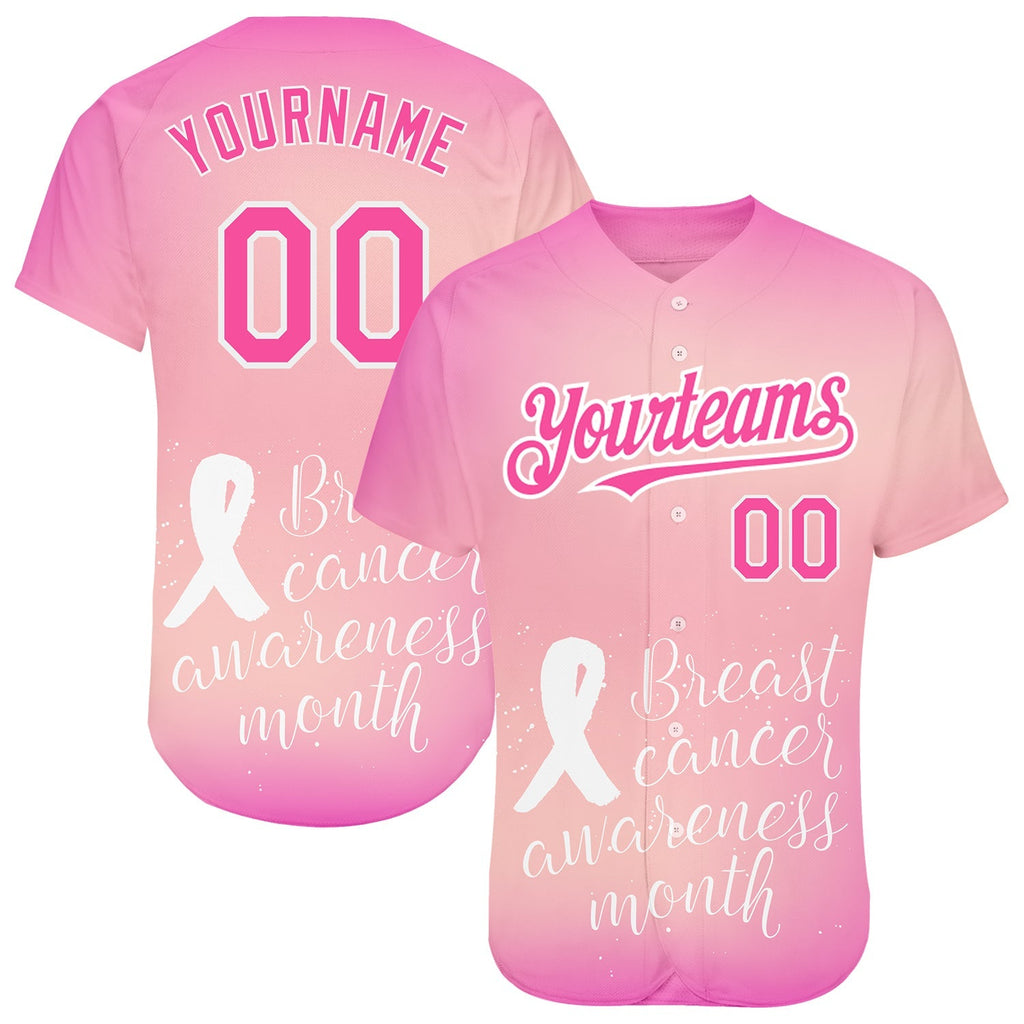 Breast Cancer Pink Ribbon Baseball Jersey - 84Hoods© Personalized