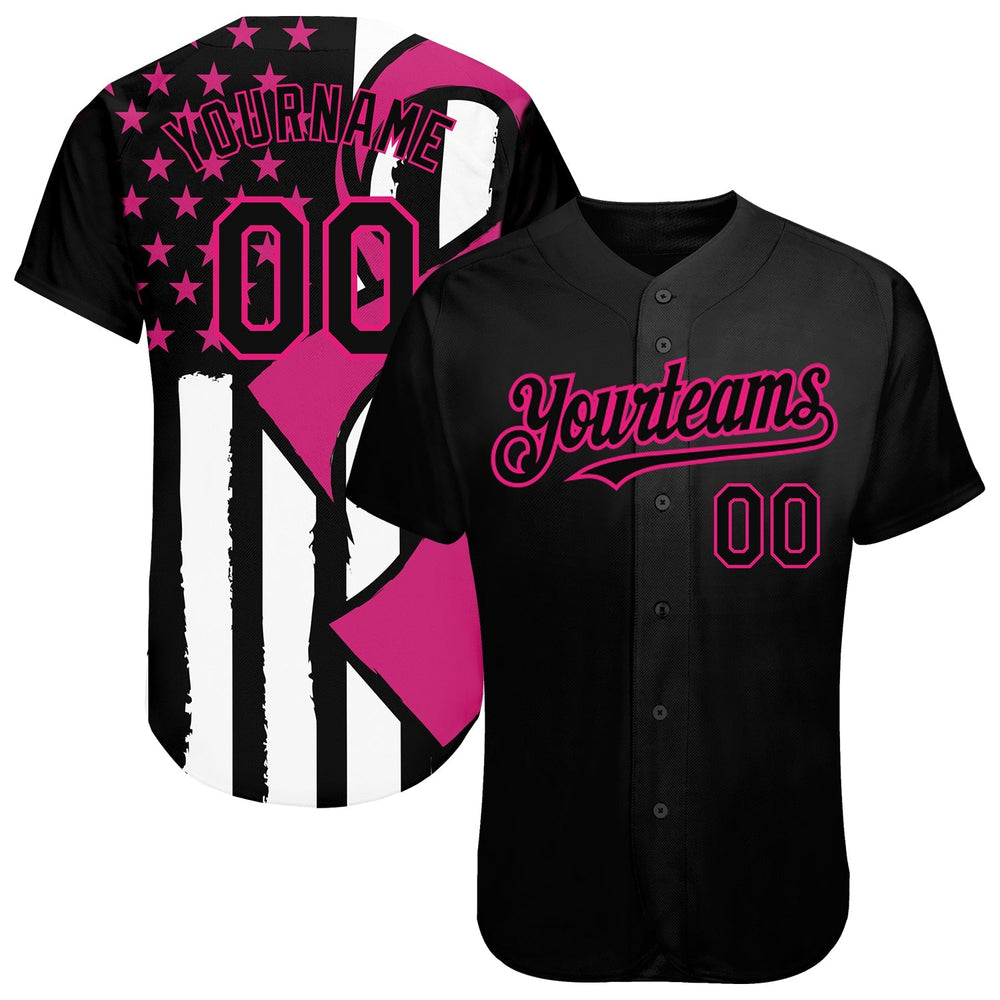 Cheap Custom Pink White-Black Authentic Baseball Jersey Free