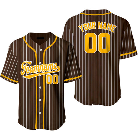 Custom Pinstriped Baseball Jersey| Full Button Down, White with Black Pinstripes Personalized Jersey with Your Team, Player, Numbers