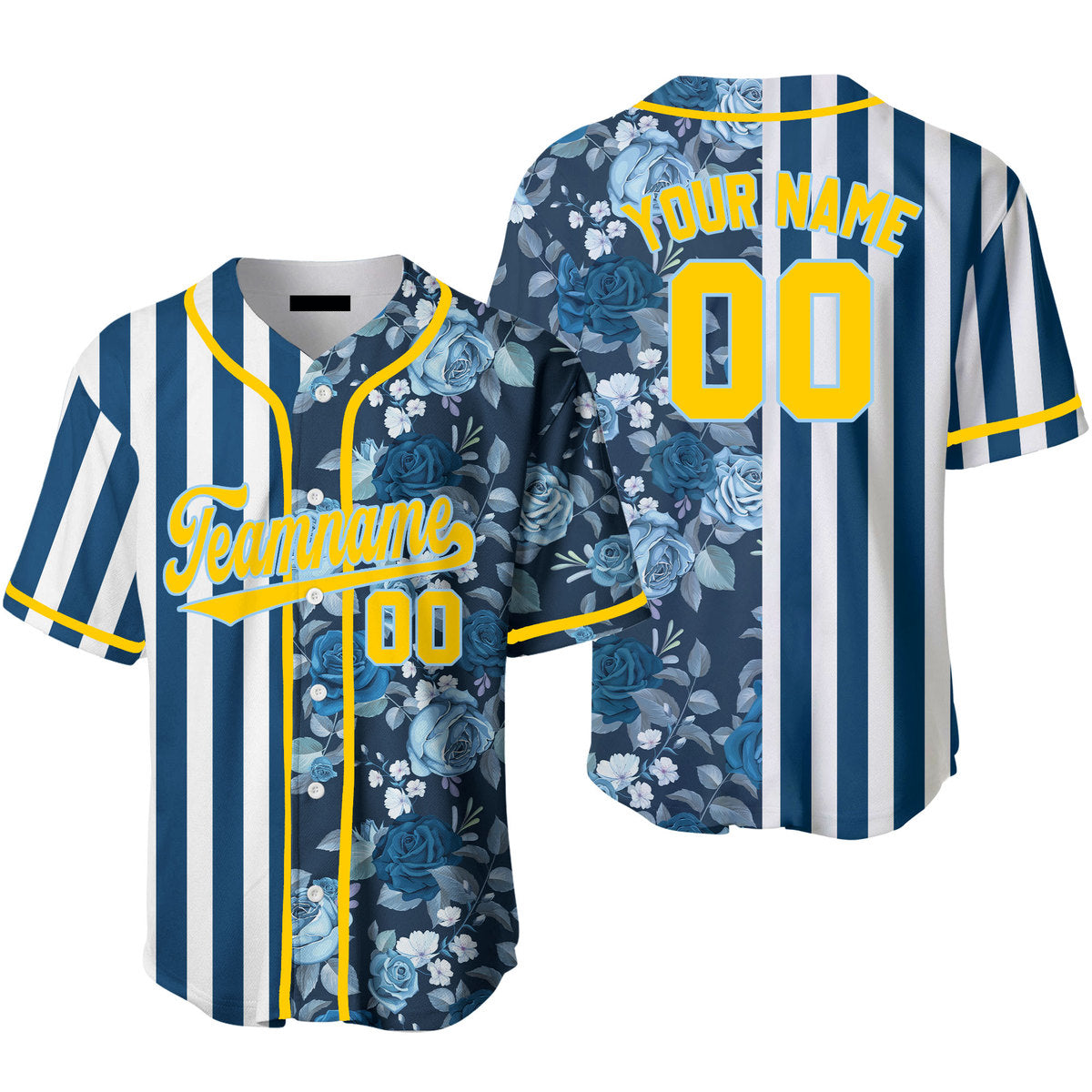 Custom Royal Light Blue-Yellow Authentic Split Fashion Baseball Jersey in  2023