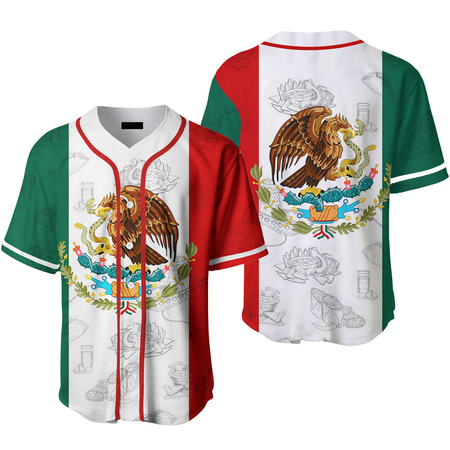 AVAILABLE Mexico Flag Baseball Jersey