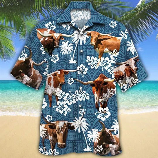 Texas Longhorn Funny Hawaiian Shirt For Men Women