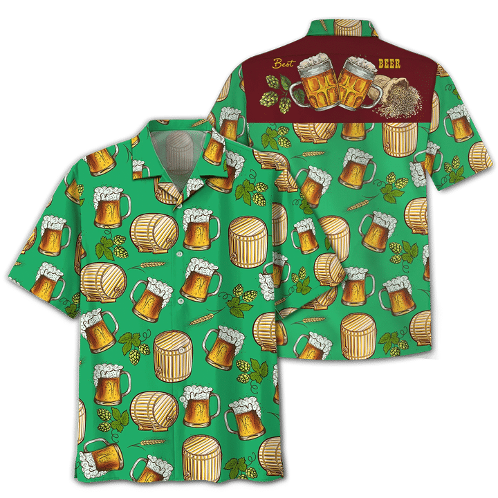 Green Theme Beer Wooden Barrel Hawaiian Shirt, Summer aloha hawaii shi