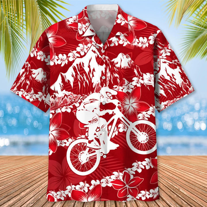 Tropical Flower Short-sleeved Shirt - Red - Aloha