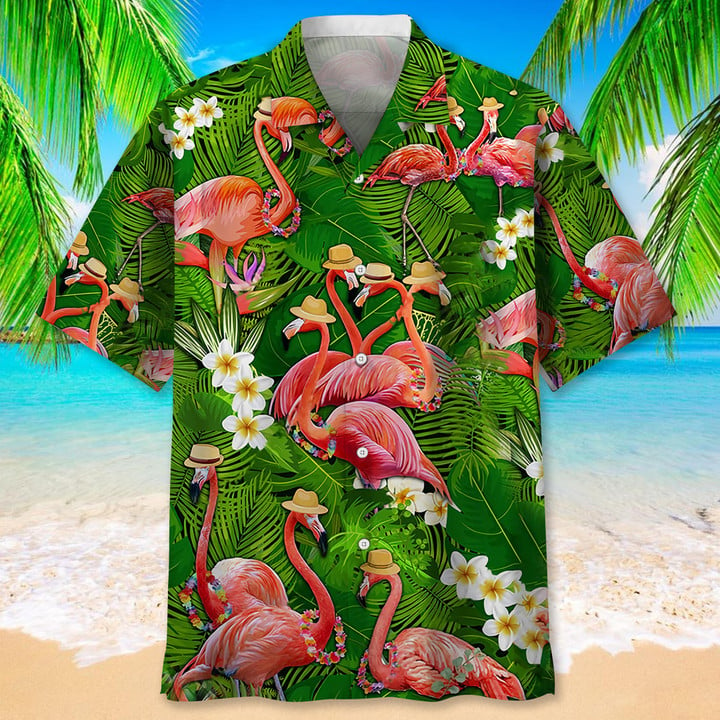 Flamingo Beach Funny Hawaiian Shirt Outfit - T-shirts Low Price