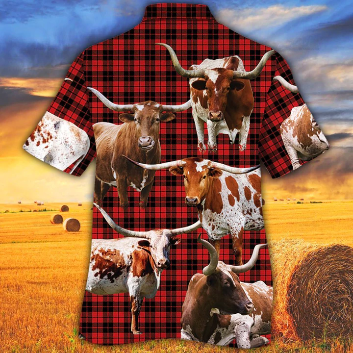 Black Angus Cattle Green Plaid Pattern All Over Printed 3D