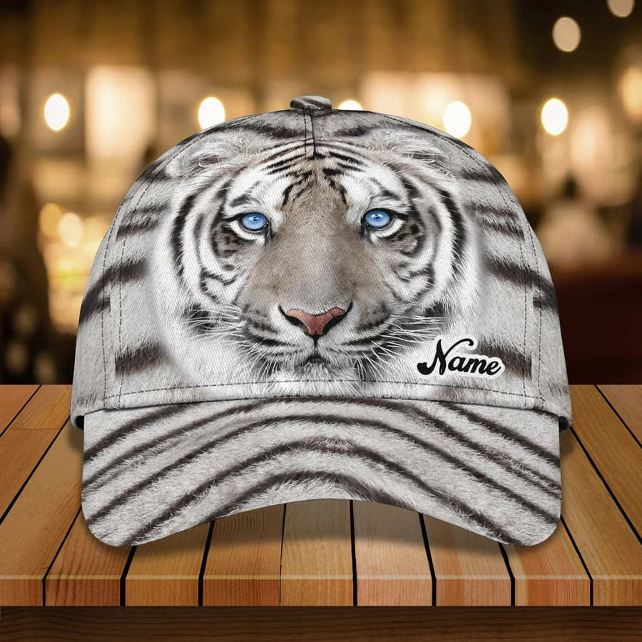 Personalized White Tiger 3D Baseball Cap for Boyfriend, Tiger Art Hat