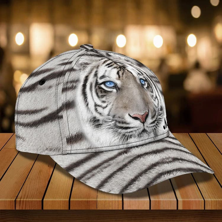 Personalized White Tiger 3D Baseball Cap for Boyfriend, Tiger Art Hat