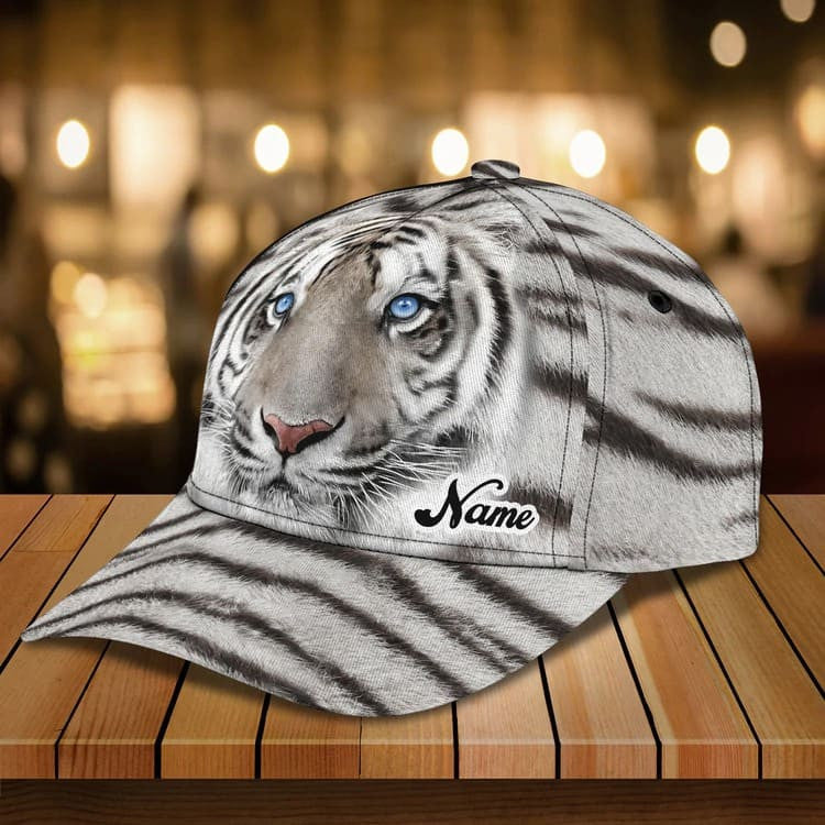 Personalized White Tiger 3D Baseball Cap for Boyfriend, Tiger Art Hat