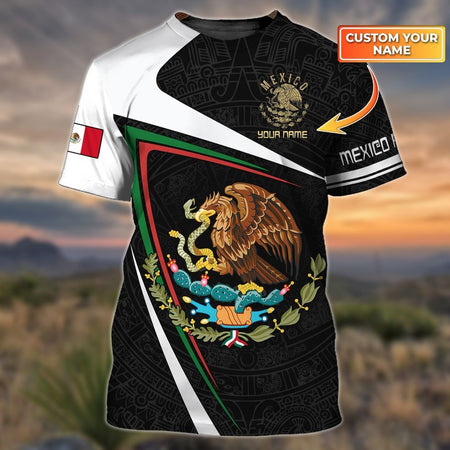 3D All Over Print Mexican Shirts, Mexico Golden Eagle T Shirt, Mexico