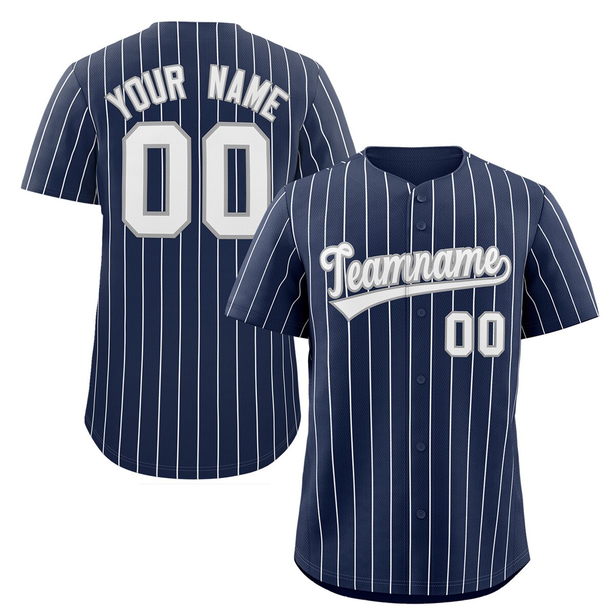 Personalized Pinstripe Baseball Jersey Button Down Shirt Printed or Cu