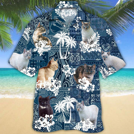 3d Short Sleeve Hawaiian Shirt, Cat Clothes Hawaiian Shirt