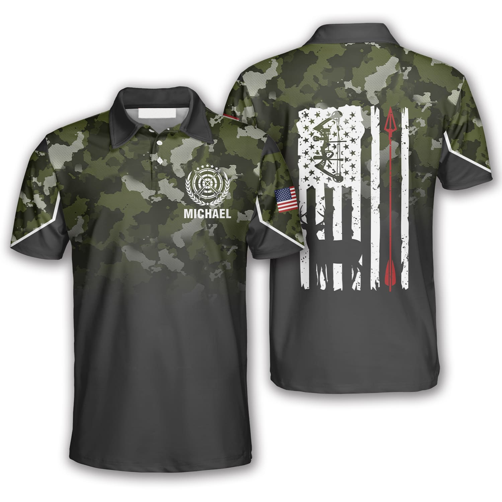  Custom Flag Camo Bowling Polo Shirts for Men, Short