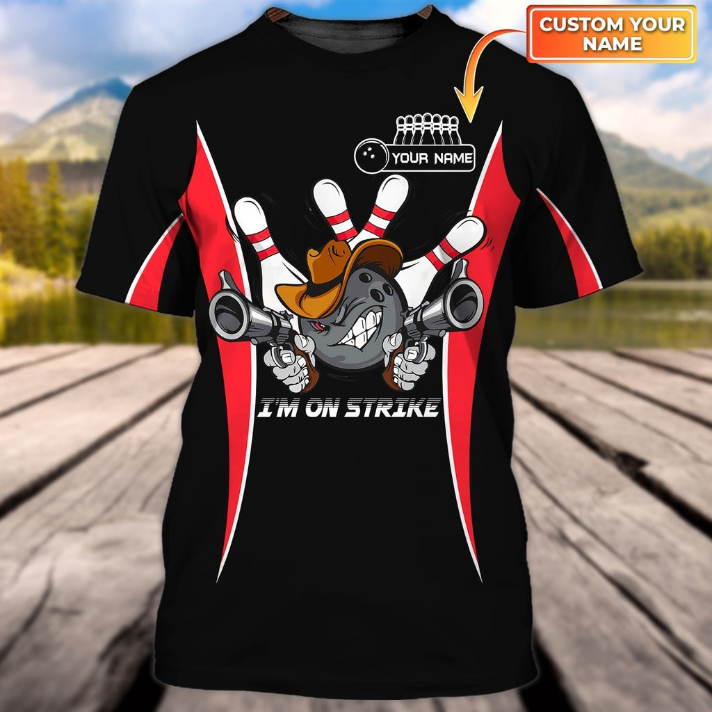 Personalized 3D All Over Printed Black Bowling T Shirt, I'M On Strike