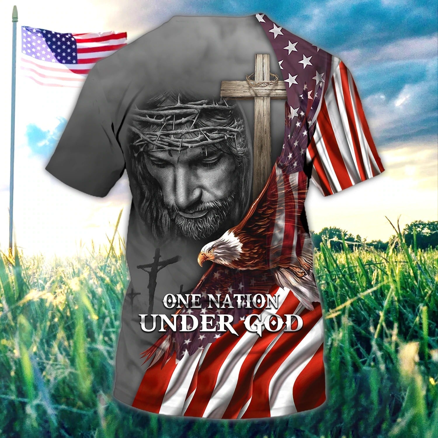 Personalized Eagle American Flag Patriotic Longsleeve 3D For Men