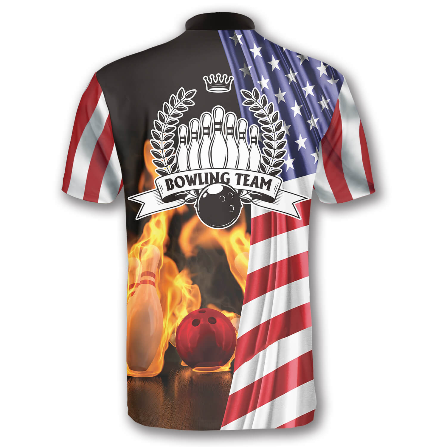 On Fire US Flag Custom Bowling Jerseys for Men, Flag American Bowling