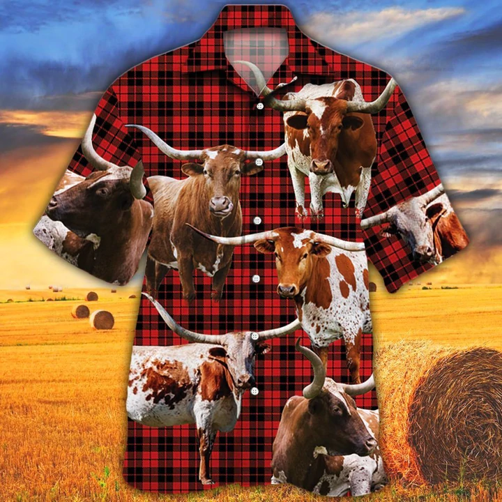 Black Angus Cattle Green Plaid Pattern All Over Printed 3D