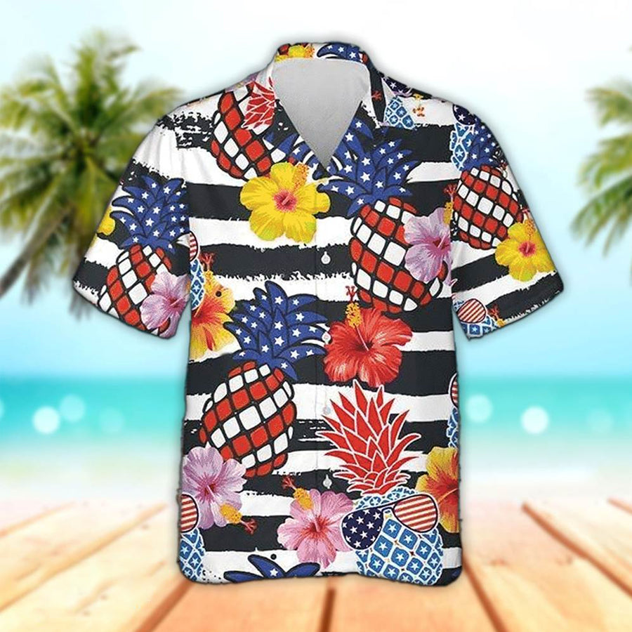 Pineapple Hawaiian Shirt Skull Pineapple 3D Hawaiian Shirt - T-shirts Low  Price